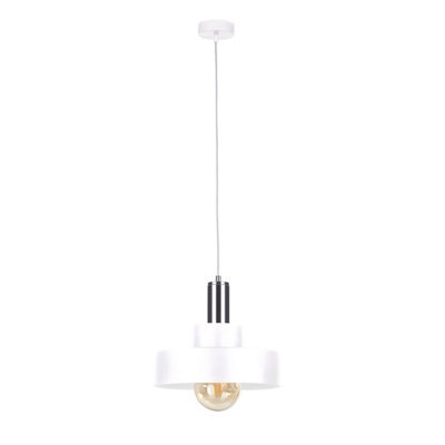 Luminosa Lighting Luminosa Giza Dome Pendant Ceiling Light White, Silver, 30Cm, 1X E27
