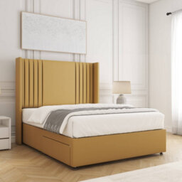 Bsspoke Cheshire Divan Bed Set Mustard Plush Velvet With 54Inch Headboard No Mattress No Drawers In Double King 4Ft 6Ft - thumbnail 2