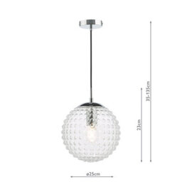 The Lighting Studio Hobnail Pendant Polished Chrome & Clear Glass - thumbnail 4