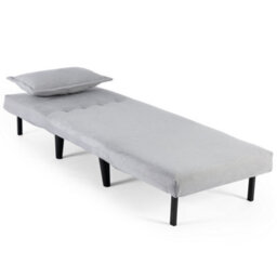 More4Homes Harper 1 Seater Folding Clic Clac Fabric Living Room Lounge Futon Sofa Bed Grey - thumbnail 4