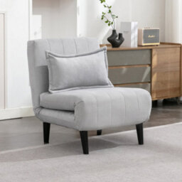More4Homes Harper 1 Seater Folding Clic Clac Fabric Living Room Lounge Futon Sofa Bed Grey - thumbnail 1