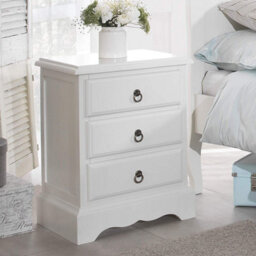 Statement Furniture Romance Antique White 3 Drawer French Style Bedside Table - thumbnail 3
