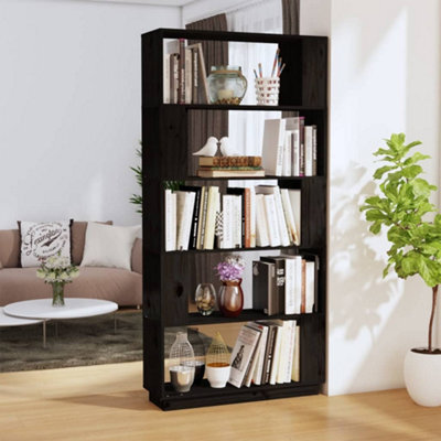 Berkfield Book Cabinet/room Divider Black 80X25X163.5 Cm Solid Wood Pine - image 1