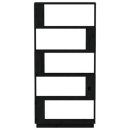Berkfield Book Cabinet/room Divider Black 80X25X163.5 Cm Solid Wood Pine - thumbnail 3