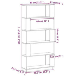 Berkfield Book Cabinet/room Divider Black 80X25X163.5 Cm Solid Wood Pine - thumbnail 8