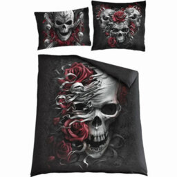 Spiral Direct Skull And Roses Duvet Cover Set Black (Double) - thumbnail 2