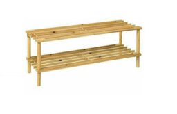 2 Tier Natural Wooden Entry Way Shoe Rack Storage Bench Durable & Sturdy Space Saver Perfect For Hallway Bedroom Organiser Holder - thumbnail 5