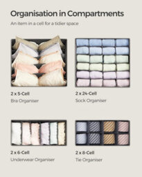 Songmics Set Of 8 Underwear Drawer Organisers, Drawer Dividers, Foldable, For Bras Undies Socks Ties, Fabric Storage Boxes - thumbnail 2