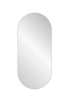 Nielsen Anderson Oval Pill Shaped Metal Large Wall Mirror, Silver, 80 X 40Cm - image 1