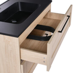 Beliani Wall Mounted Vanity Unit With Basin Tarija Light Brown - thumbnail 8