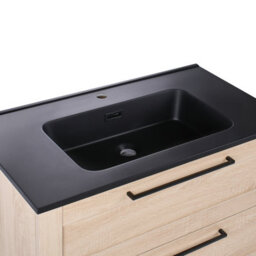 Beliani Wall Mounted Vanity Unit With Basin Tarija Light Brown - thumbnail 7