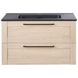 Beliani Wall Mounted Vanity Unit With Basin Tarija Light Brown - thumbnail 5