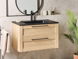 Beliani Wall Mounted Vanity Unit With Basin Tarija Light Brown - thumbnail 2