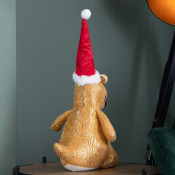 Samuel Alexander 60Cm Tall Gold Plush Zilla Dino Sitting Christmas Decoration With Santa Hat - thumbnail 8
