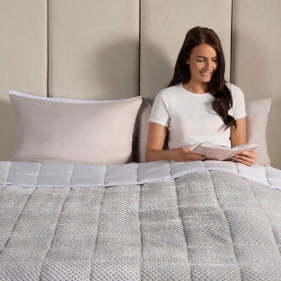 Ohs Waffle Fleece Weighted Blanket, Silver - 8Kg - image 1