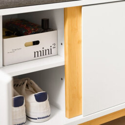 Sobuy Fsr117-W Shoe Storage Bench Shoe Rack With Seat Cushion - Large Capacity Cabinet With Adjustable Shelves,white - thumbnail 8
