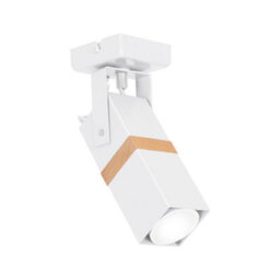 Milagro Vidar White Designer Ceiling Spot Lamp 1Xgu10 Hand Made Modernist Cuboid Design With Natural Wooden Inserts - thumbnail 3