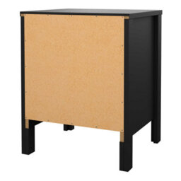 Wyld Haus Wildberry Matt Black Bedside Table 2 Drawers Leather Handles - thumbnail 6