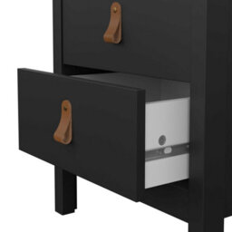 Wyld Haus Wildberry Matt Black Bedside Table 2 Drawers Leather Handles - thumbnail 8
