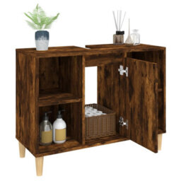 Berkfield Sink Cabinet Smoked Oak 80X33X60 Cm Engineered Wood - thumbnail 5