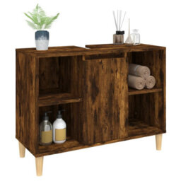 Berkfield Sink Cabinet Smoked Oak 80X33X60 Cm Engineered Wood - thumbnail 4