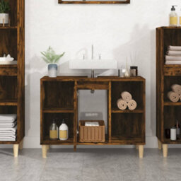 Berkfield Sink Cabinet Smoked Oak 80X33X60 Cm Engineered Wood - thumbnail 3