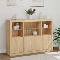 Berkfield Sideboards With Led Lights 3 Pcs Sonoma Oak Engineered Wood - thumbnail 4