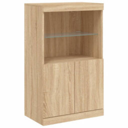 Berkfield Sideboards With Led Lights 3 Pcs Sonoma Oak Engineered Wood - thumbnail 7