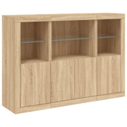 Berkfield Sideboards With Led Lights 3 Pcs Sonoma Oak Engineered Wood - thumbnail 5