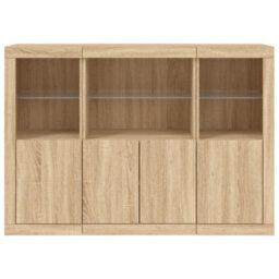 Berkfield Sideboards With Led Lights 3 Pcs Sonoma Oak Engineered Wood - thumbnail 6