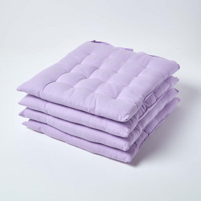 Homescapes Mauve Seat Pads 100% Cotton Chair Cushions 40X40 Cm, Set Of 4 Plain Chair Pads For Dining, Kitchen Garden Outdoor Use - image 1