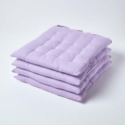 Homescapes Mauve Seat Pads 100% Cotton Chair Cushions 40X40 Cm, Set Of 4 Plain Chair Pads For Dining, Kitchen Garden Outdoor Use - thumbnail 1