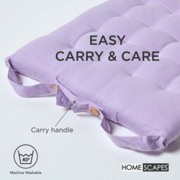 Homescapes Mauve Seat Pads 100% Cotton Chair Cushions 40X40 Cm, Set Of 4 Plain Chair Pads For Dining, Kitchen Garden Outdoor Use - thumbnail 6