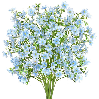 Artificial Flowers 8Pcs Loose Fake Flowers Long Stem Artificial Flower Outdoor Uv Resistant Artificial Plant (Light Blue - image 1