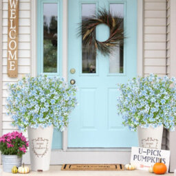 Artificial Flowers 8Pcs Loose Fake Flowers Long Stem Artificial Flower Outdoor Uv Resistant Artificial Plant (Light Blue - thumbnail 5