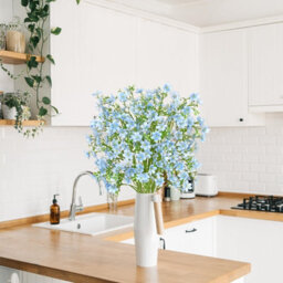 Artificial Flowers 8Pcs Loose Fake Flowers Long Stem Artificial Flower Outdoor Uv Resistant Artificial Plant (Light Blue - thumbnail 6