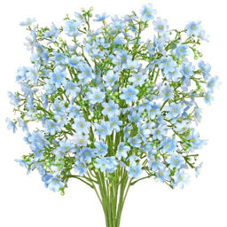 Artificial Flowers 8Pcs Loose Fake Flowers Long Stem Artificial Flower Outdoor Uv Resistant Artificial Plant (Light Blue - thumbnail 1