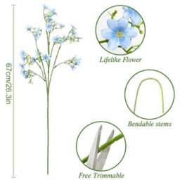 Artificial Flowers 8Pcs Loose Fake Flowers Long Stem Artificial Flower Outdoor Uv Resistant Artificial Plant (Light Blue - thumbnail 2