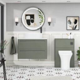 Royal Bathrooms Royal Bathroom Elmore 800mm Matt Green Wall Mounted Bathroom Vanity Unit 2 Drawer Plain White Worktop With Peak Basin - thumbnail 5