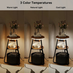 Small Side Table With 3-Tier Storage Led Lighted Sofa End Table Charging Station - thumbnail 4