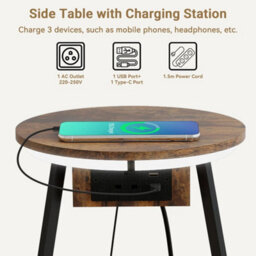 Small Side Table With 3-Tier Storage Led Lighted Sofa End Table Charging Station - thumbnail 3