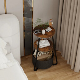 Small Side Table With 3-Tier Storage Led Lighted Sofa End Table Charging Station - thumbnail 6