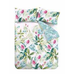 Catherine Lansfield Bedding Aruba Tropical Floral Reversible Single Duvet Cover Set With Pillowcase Green - thumbnail 5