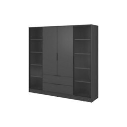 Arte Kelly 206Cm Hinged Wardrobe In Sleek Graphite - Contemporary Storage With Glass Details - thumbnail 2
