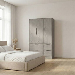 Urbn-Living Cedar Grey, Cedar Grey - Fuji 3 Door 4 Drawer Wardrobe - thumbnail 2