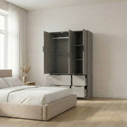 Urbn-Living Cedar Grey, Cedar Grey - Fuji 3 Door 4 Drawer Wardrobe - thumbnail 3