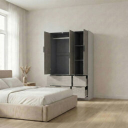 Urbn-Living Cedar Grey, Cedar Grey - Fuji 3 Door 4 Drawer Wardrobe - thumbnail 4