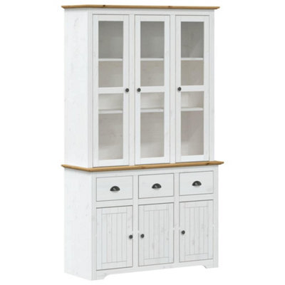 "Berkfield Classic Highborad ""bodo"" White And Brown 115.5X43X200.5Cm Solid Wood Pine" - image 1