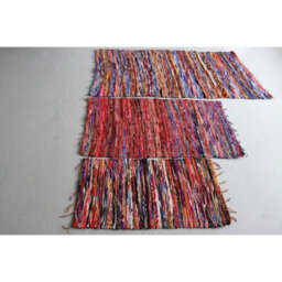 Colorful Handmade Velvet Rug 50X90Cm - Indian Cotton & Recycled Textile Rug - thumbnail 8