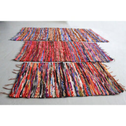 Colorful Handmade Velvet Rug 50X90Cm - Indian Cotton & Recycled Textile Rug - thumbnail 9